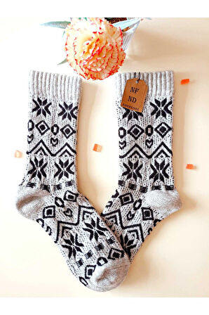 2 ÇİFT BAMBU TERMAL SOKET YILBAŞI HEDİYE KADİFE YUMUŞAK ETNİK KADIN ÇORABI KIRMIZI GRİ ÇORAP 36-40