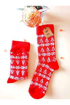 2 ÇİFT BAMBU TERMAL SOKET YILBAŞI HEDİYE KADİFE YUMUŞAK ETNİK KADIN ÇORABI KIRMIZI GRİ ÇORAP 36-40