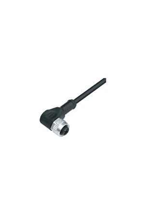 M12,Açılı, 4 Pinli, Standart 5 Metre Siyah PVC Kablo