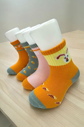 8 Çift Burun Dikişsiz Tavşan Desenli Kız Çocuk Soket