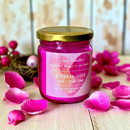 ETERNAL LOVE ROSE -YLANG YLANG DOĞAL SOYA MUMU PINK KAVANOZ 