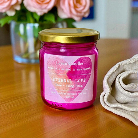 ETERNAL LOVE ROSE -YLANG YLANG DOĞAL SOYA MUMU PINK KAVANOZ 