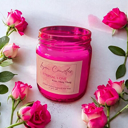 ETERNAL LOVE ROSE -YLANG YLANG DOĞAL SOYA MUMU PINK KAVANOZ 