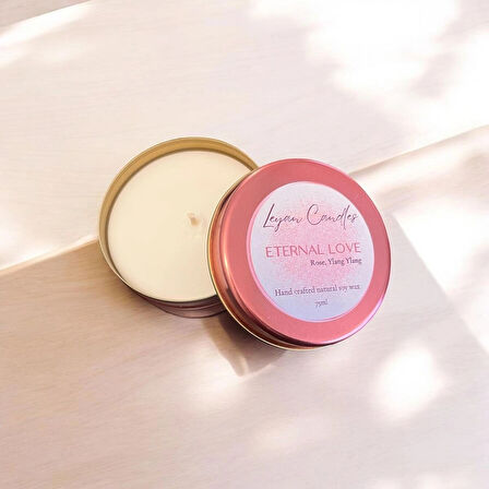 Eternal Love - Gül ve Ylang Ylang Aromalı El Yapımı Doğal Soya Mumu 75ML