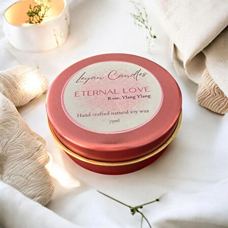 Eternal Love - Gül ve Ylang Ylang Aromalı El Yapımı Doğal Soya Mumu 75ML