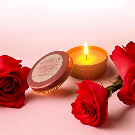 Eternal Love - Gül ve Ylang Ylang Aromalı El Yapımı Doğal Soya Mumu 75ML