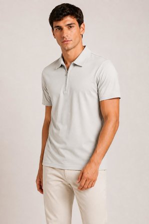 Ultra Yumuşak Dokulu Kısa Kollu Fermuarlı Polo Yaka T-shirt