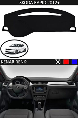 Torpido Koruma Halısı Siyah Kenar Renk Siyah Skoda Rapid 2012+ ile Uyumlu