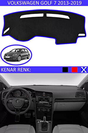 Torpido Koruma Halısı Siyah Kenar Renk Mavi Volkswagen Golf 7 2013-2019 ile Uyumlu