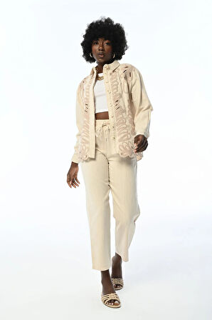 KADIN NAKIŞLI DELİK İŞİ PAMUK GÖMLEK