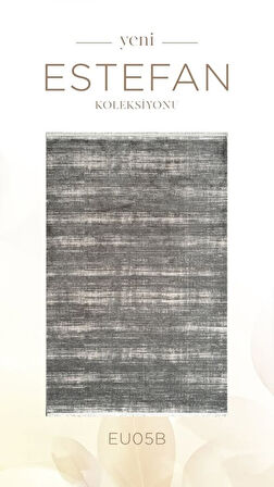 Atlas Halı Estefan EU05B Antrasit Krem Akrilik Yumuşak Silinebilir Leke Tutmaz Halı