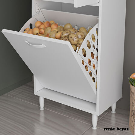Modilayn Mutfak Dolabı Tek Kapaklı Raflı Kirli Camasır Dolabı Banyo Dolabi Çok Amaçlı Dolap