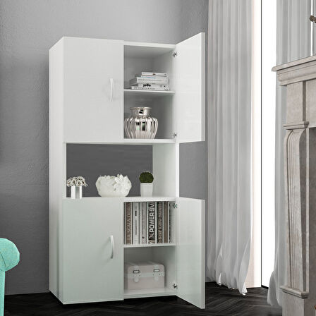 Modilayn Mutfak Dolabı Minifırın Mikrodalga Dolabı 4 Kapaklı Çok Amaçlı Banyo Dolabı Ofis Dolabı