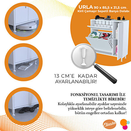 Modilayn Yenice 90 x 97,5 x 31,8 cm Kirli Çamaşır Dolabı Sepetli Banyo Dolabı