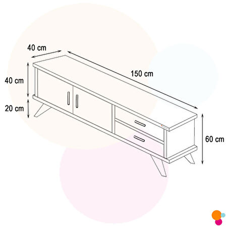 Modilayn Claros Tv Sehpası Tv Ünitesi 150X40X60 cm Tv Standı