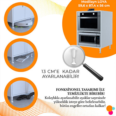 Modilayn Loya 59,6 X 87,4 X 56 Cm Set Altı Dolap Ocak Altı Mini Midi Mikrodalga Fırın Dolabı