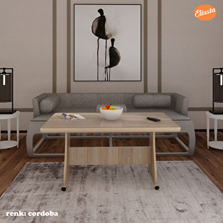 Eliusta Tekerlekli Mdf Masa %100 Mdf Orta Sehpa Mutfak Masası Yemek Masası