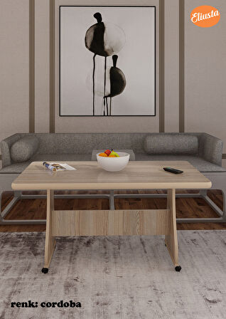Eliusta Tekerlekli Mdf Masa %100 Mdf Orta Sehpa Mutfak Masası Yemek Masası