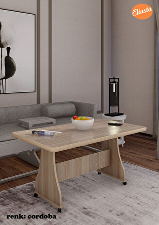 Eliusta Tekerlekli Mdf Masa %100 Mdf Orta Sehpa Mutfak Masası Yemek Masası