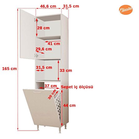 KİRLİ ÇAMAŞIR DOLABI SEPETLİ BANYO DOLABI ÇOK AMAÇLI DOLAP