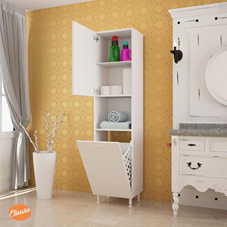 KİRLİ ÇAMAŞIR DOLABI SEPETLİ BANYO DOLABI ÇOK AMAÇLI DOLAP