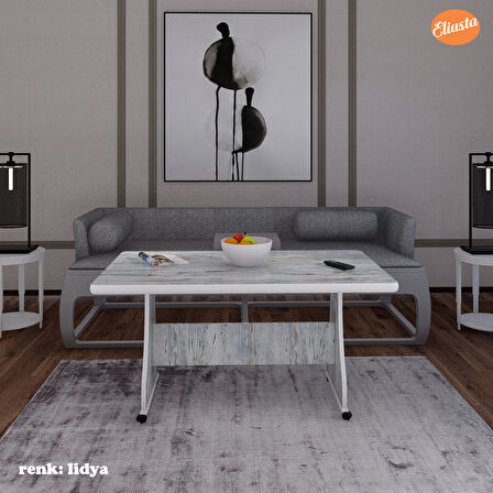 Eliusta Tekerlekli Mdf Masa %100 Mdf Mutfak Masası Orta Sehpa