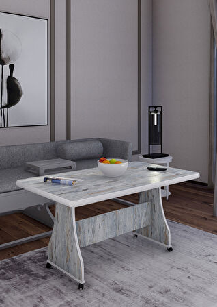 Eliusta Tekerlekli Mdf Masa %100 Mdf Orta Sehpa Salon Masa Sehpa