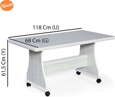 Eliusta Tekerlekli Mdf Masa %100 Mdf Orta Sehpa Salon Masa Sehpa