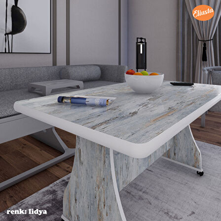 Eliusta Tekerlekli Mdf Masa %100 Mdf Orta Sehpa Salon Masa Sehpa