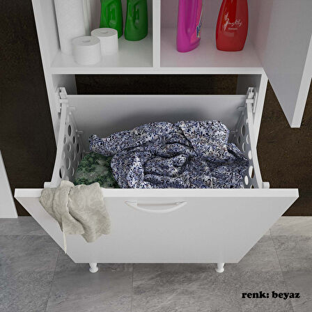 Modilayn   Tek Kapaklı Sepetli Banyo Dolabı