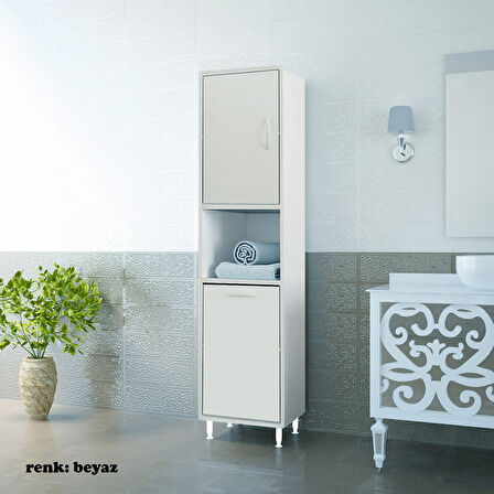 Modilayn Tek Kapaklı Açık Raflı Sepetli Banyo Dolabı