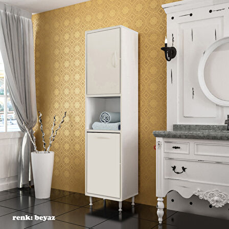Modilayn Tek Kapaklı Açık Raflı Sepetli Banyo Dolabı