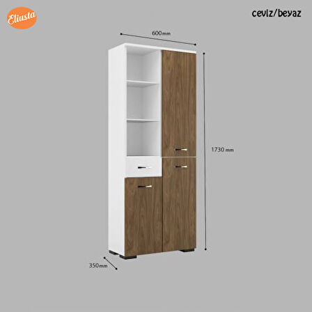 Modilayn 3 Kapaklı Tek Çekmeceli Raflı Banyo Dolabı Çok Amaçlı Dolap