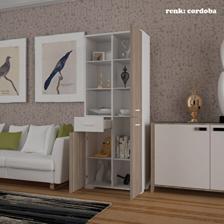 Modilayn 3 Kapaklı Tek Çekmeceli Raflı Banyo Dolabı Çok Amaçlı Dolap