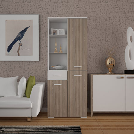Modilayn 3 Kapaklı Tek Çekmeceli Raflı Banyo Dolabı Çok Amaçlı Dolap