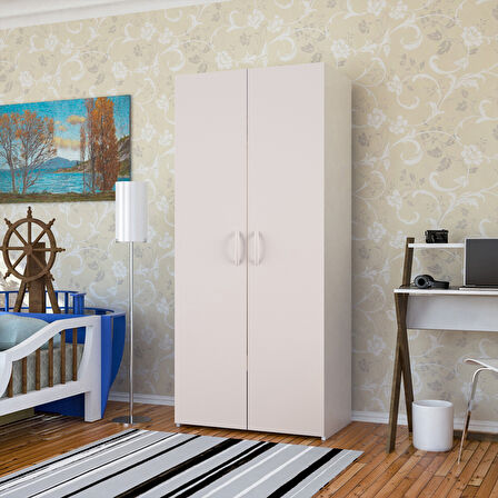 Modilayn Iki Kapaklı Askılıklı ve Raflı Banyo Dolabı