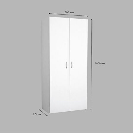 Modilayn Iki Kapaklı Askılıklı ve Raflı Banyo Dolap