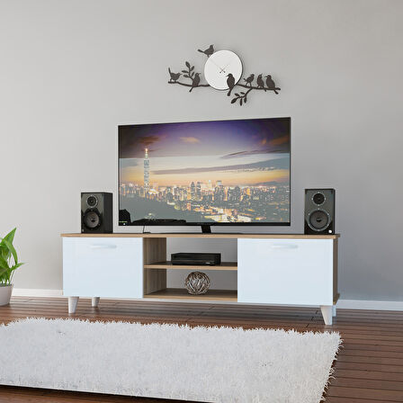 Modilayn Iki Kapaklı Raflı Tv Sehpası Tv Ünitesi