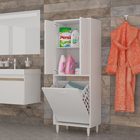 Modilayn 55*138 cm Kirli Sepetli Banyo Dolabı