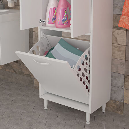Modilayn 55*138 cm Kirli Sepetli Banyo Dolabı