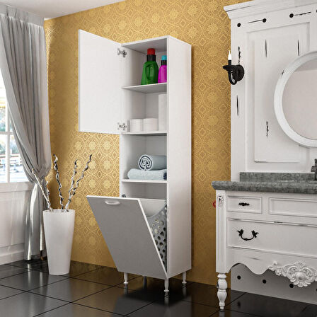 MODİLAYN TEK KAPAKLI AÇIK RAFLI SEPETLİ BANYO DOLABI