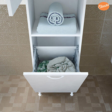 MODİLAYN TEK KAPAKLI AÇIK RAFLI SEPETLİ BANYO DOLABI