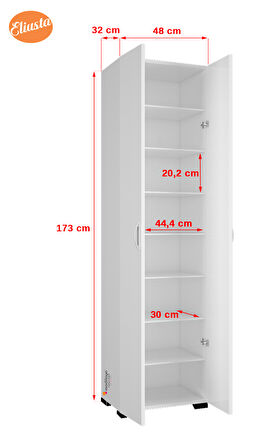 Modilayn 8 Raflı Cok Amaclı Dolap Mutfak Dolabı Banyo Dolabı Ofis Dolabı