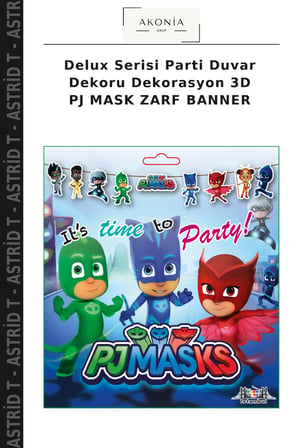 Delux Serisi Parti Duvar Dekoru Dekorasyon 3D PJ MASK ZARF BANNER