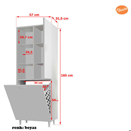 Modilayn Kirli Çamaşır Dolabı Mutfak Dolabı Düşer Kapaklı Banyo Dolabı