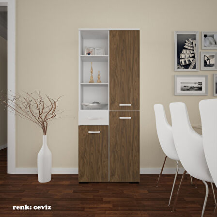 MODİLAYN ARD-124 55 x 165 x 30 cm Çok Amaçlı Dolap 3 Kapaklı Banyo Dolabı Ofis Dolabı