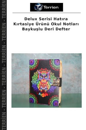 Delux Serisi Hatıra Kırtasiye Ürünü Okul Notları Baykuşlu Deri Defter