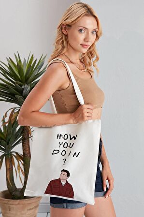 How You Do In? Model Baskılı Günlük Kullanım Özel Baskı Bez Omuz Çantası Hediyelik Tote Bag