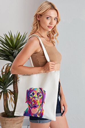 Pop Art Dog Model Baskılı Günlük Kullanım Özel Baskı Bez Omuz Çantası Hediyelik Tote Bag