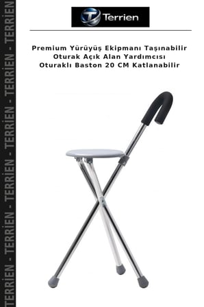 Premium Yürüyüş Ekipmanı Taşınabilir Oturak Açık Alan Yardımcısı Oturaklı Baston 20 CM Katlanabilir